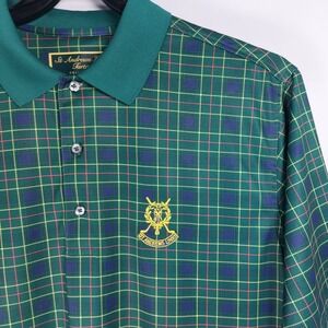 St. Andrews Links Tartan Collection Mens Medium Golf Polo Green Old Money Preppy